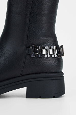 Tamer Tanca Kadın Hakiki Deri Siyah Casual Bot 231 1056 BN BOT SK23/24 SIYAH FLTR