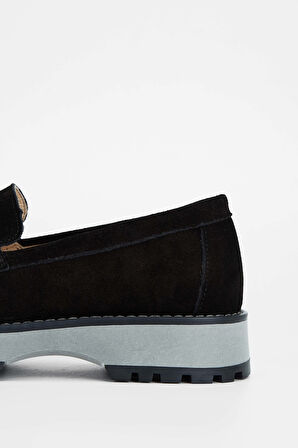 Tamer Tanca Kadın Hakiki Deri Siyah Süet Loafer Ayakkabı 902 3435 BN AYK SK23/24 SIYAH SUET