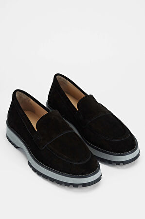 Tamer Tanca Kadın Hakiki Deri Siyah Süet Loafer Ayakkabı 902 3435 BN AYK SK23/24 SIYAH SUET