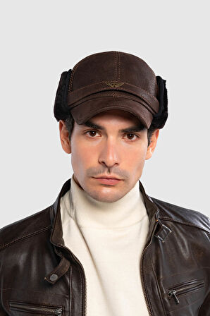 Tamer Tanca Erkek Hakiki Deri Kahverengi Şapka 524 1100 SAPKA SK23/24 KAHVE