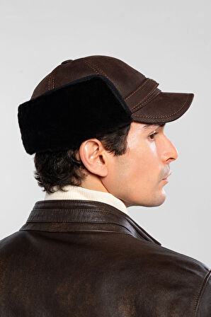 Tamer Tanca Erkek Hakiki Deri Kahverengi Şapka 524 1100 SAPKA SK23/24 KAHVE