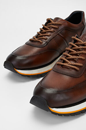 Valmenti Erkek Kahve tarcın beyaz Hakiki Deri Sneakers & Spor Ayakkabı 1006 043 ERK AYK SK23/24