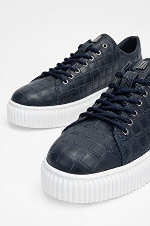 Valmenti Erkek Lacivert Hakiki Deri Sneakers & Spor Ayakkabı 352 19334 ERK AYK SK23/24