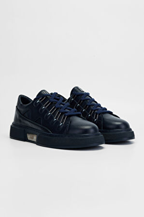 Valmenti Erkek Lacivert Hakiki Deri Sneakers & Spor Ayakkabı 352 19211 ERK AYK SK23/24