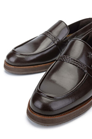 Tamer Tanca Erkek Hakiki Deri Kahverengi Loafer Ayakkabı 183 20071 ERK AYK SK23/24 KAHVE