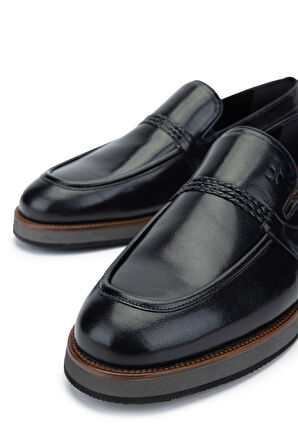 Tamer Tanca Erkek Hakiki Deri Siyah Loafer Ayakkabı 183 20071 ERK AYK SK23/24 SIYAH
