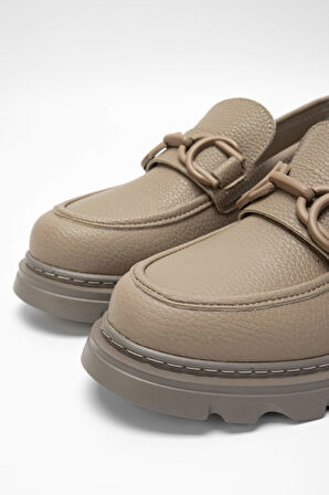 Tamer Tanca Kadın Vegan Bej Loafer Ayakkabı 817 2397 BN AYK SK23/24 VIZON FLTR