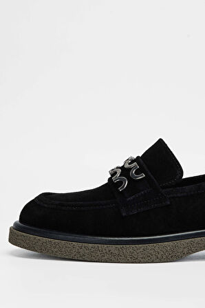 Tamer Tanca Kadın Hakiki Deri Siyah Süet Loafer Ayakkabı 775 6501 BN AYK SK23/24 SIYAH SUET