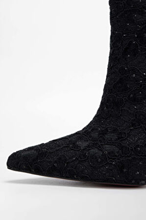 Tamer Tanca Kadın Tekstil Siyah Topuklu Bot 1007 8017 BN BOT SK23/24 SIYAH