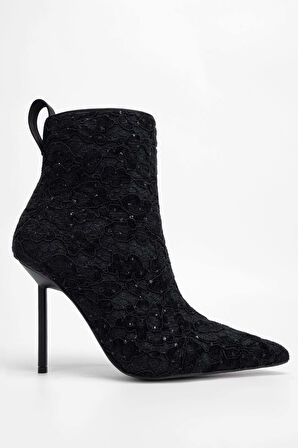 Tamer Tanca Kadın Tekstil Siyah Topuklu Bot 1007 8017 BN BOT SK23/24 SIYAH