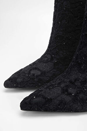 Tamer Tanca Kadın Tekstil Siyah Topuklu Bot 1007 8017 BN BOT SK23/24 SIYAH