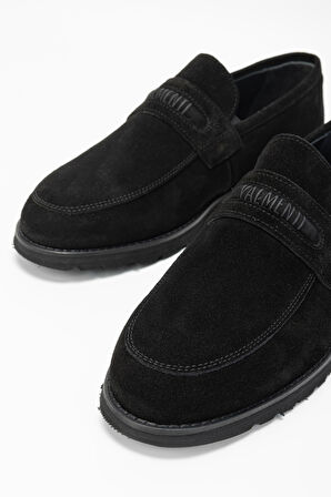 Valmenti Mera Erkek Siyah Süet Hakiki Deri Loafer Ayakkabı 01 240923 ERK AYK SK23/24