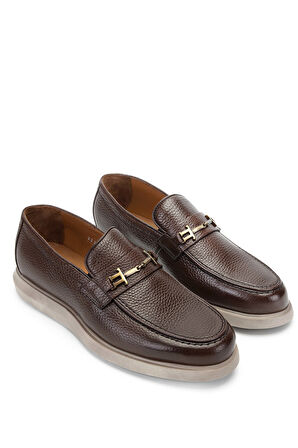 Tamer Tanca Erkek Hakiki Deri Kahverengi Loafer Ayakkabı 183 22207 ERK AYK SK23/24 KAHVE