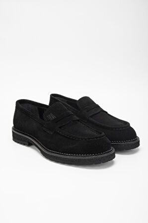 Valmenti Erkek Siyah Süet Hakiki Deri Loafer Ayakkabı 697 6404 ERK AYK SK23/24