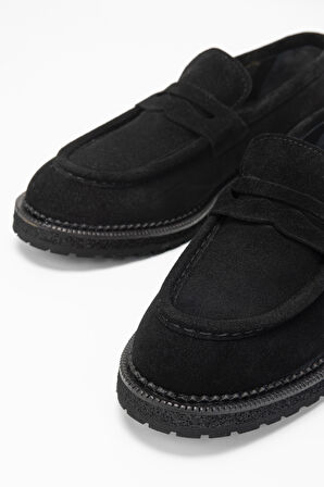 Valmenti Erkek Siyah Süet Hakiki Deri Loafer Ayakkabı 697 6404 ERK AYK SK23/24