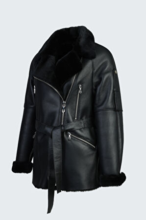 Valmenti Kadın Siyah Hakiki Deri Deri Mont 616 6518 BN DERIMONT SK23/24