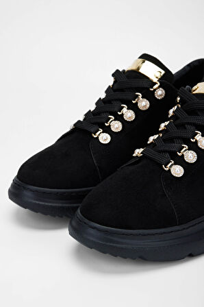 Tamer Tanca Kadın Vegan Siyah Süet Sneakers & Spor Ayakkabı 1009 1009 BN AYK SK23/24 SIYAH SUET