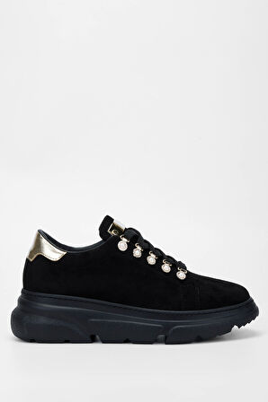 Tamer Tanca Kadın Vegan Siyah Süet Sneakers & Spor Ayakkabı 1009 1009 BN AYK SK23/24 SIYAH SUET