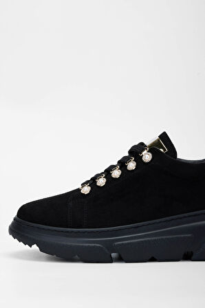 Tamer Tanca Kadın Vegan Siyah Süet Sneakers & Spor Ayakkabı 1009 1009 BN AYK SK23/24 SIYAH SUET