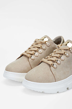 Tamer Tanca Kadın Vegan Bej Sneakers & Spor Ayakkabı 1009 1009 BN AYK SK23/24 BEJ SUET
