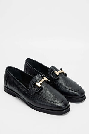 Tamer Tanca Kadın Hakiki Deri Siyah Loafer Ayakkabı 961 2301 BN AYK SK23/24 SIYAH FLTR