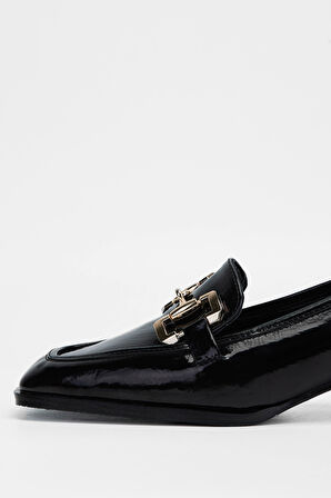 Tamer Tanca Kadın Vegan Siyah Rugan Topuklu Ayakkabı 942 102 BN AYK SK23/24 SIYAH KRSK RGN