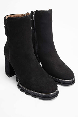 Tamer Tanca Kadın Hakiki Deri Siyah Süet Topuklu Bot 775 900 BN BOT SK23/24 SIYAH SUET