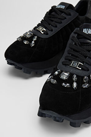 Valmenti Kadın Siyah Süet Deri Sneakers & Spor Ayakkabı 1011 6187 BN AYK SK23/24