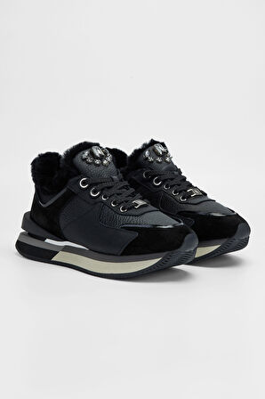 Valmenti Kadın Siyah Floter Hakiki Deri Sneakers & Spor Ayakkabı 1011 6195 BN AYK SK23/24
