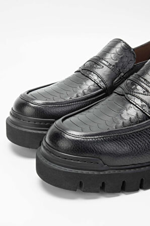 Tamer Tanca Erkek Hakiki Deri Siyah Loafer Ayakkabı 698 1082-7 ERK AYK SK23/24 SYH FLTR/PTN