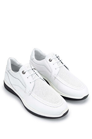 Tamer Tanca Erkek Hakiki Deri Beyaz Casual Ayakkabı 383 5953 ERK AYK Y24 BEYAZ NAPPA