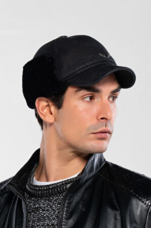 Tamer Tanca Erkek Hakiki Deri Siyah Şapka 524 1100 SAPKA SK23/24 SIYAH