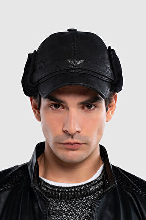 Tamer Tanca Erkek Hakiki Deri Siyah Şapka 524 1100 SAPKA SK23/24 SIYAH