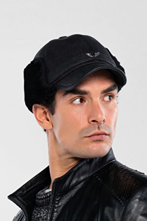 Tamer Tanca Erkek Hakiki Deri Siyah Şapka 524 1100 SAPKA SK23/24 SIYAH