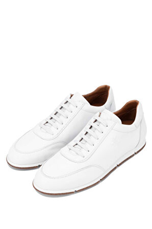 Tamer Tanca Erkek Hakiki Deri Beyaz Casual Ayakkabı 128 241338 ERK AYK Y24 BEYAZ DR