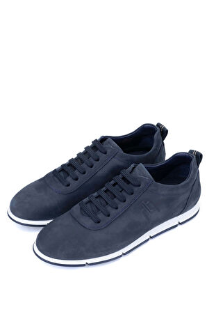 Tamer Tanca Erkek Hakiki Deri Lacivert Nubuk Casual Ayakkabı 128 241339 ERK AYK Y24 LACI NBK