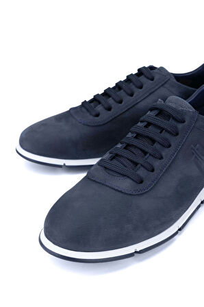 Tamer Tanca Erkek Hakiki Deri Lacivert Nubuk Casual Ayakkabı 128 241339 ERK AYK Y24 LACI NBK