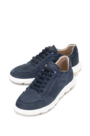 Tamer Tanca Erkek Hakiki Deri Lacivert Nubuk Casual Ayakkabı 128 242293 ERK AYK Y24 LACI NBK