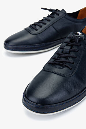 Valmenti Erkek Lacivert Hakiki Deri Casual Ayakkabı 128 245530 ERK AYK Y24