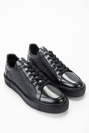 Tamer Tanca Erkek Hakiki Deri Siyah/Siyah Sneakers & Spor Ayakkabı 352 14100 ERK AYK Y21 SIYAH ACMA/SYH DR