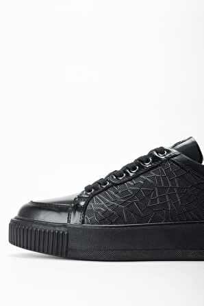 Tamer Tanca Erkek Hakiki Deri Siyah/Siyah Sneakers & Spor Ayakkabı 352 14100 ERK AYK Y21 SIYAH ACMA/SYH DR