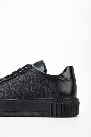 Tamer Tanca Erkek Hakiki Deri Siyah/Siyah Sneakers & Spor Ayakkabı 352 14100 ERK AYK Y21 SIYAH ACMA/SYH DR