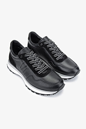 Valmenti Noa Erkek Siyah Hakiki Deri Sneakers & Spor Ayakkabı 381 19566 ERK AYK Y24