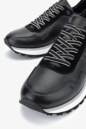 Valmenti Noa Erkek Siyah Hakiki Deri Sneakers & Spor Ayakkabı 381 19566 ERK AYK Y24