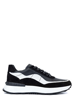 Tamer Tanca Erkek Hakiki Deri Siyah Sneakers & Spor Ayakkabı 381 19154 ERK AYK Y24 SIYAH/BEYAZ