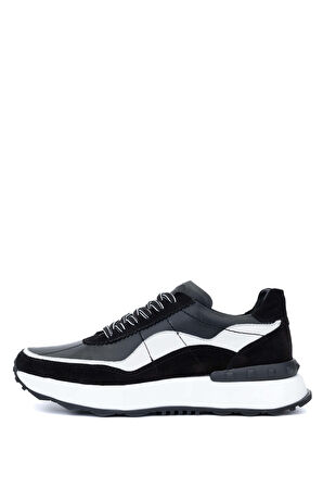 Tamer Tanca Erkek Hakiki Deri Siyah Sneakers & Spor Ayakkabı 381 19154 ERK AYK Y24 SIYAH/BEYAZ