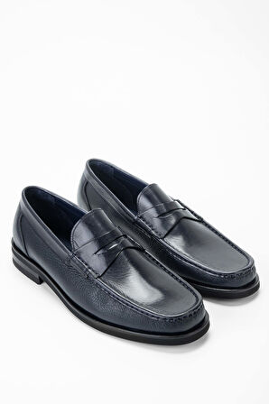 Tamer Tanca Erkek Hakiki Deri Lacivert Loafer Ayakkabı 1008 01987 ERK AYK SK23/24 LACI BFL/LACI GYK