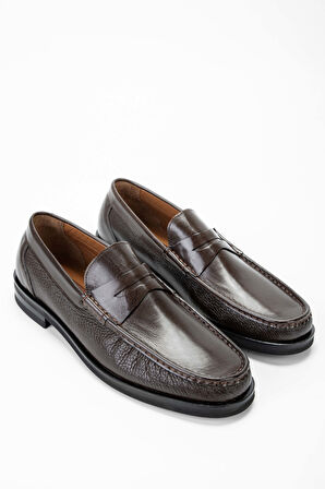 Tamer Tanca Erkek Hakiki Deri Kahverengi Loafer Ayakkabı 1008 01987 ERK AYK SK23/24 KHV BFL/KHV GYK