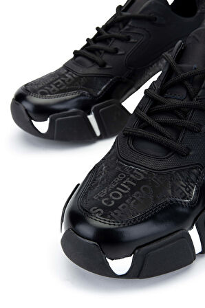 Tamer Tanca Erkek Hakiki Deri Siyah Sneakers & Spor Ayakkabı 381 12546-Y ERK AYK Y24 SIYAH KMS