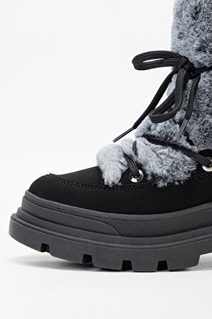 Effetre Kadın DERI/KURK Gri Melanj Kar Botu 516 8715-V BN BOT SK23/24 GRIGIO MELANGE